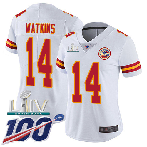 Nike Chiefs #14 Sammy Watkins White Super Bowl LIV 2020 Women's Stitched NFL 100th Season Vapor Untouchable Limited Jersey