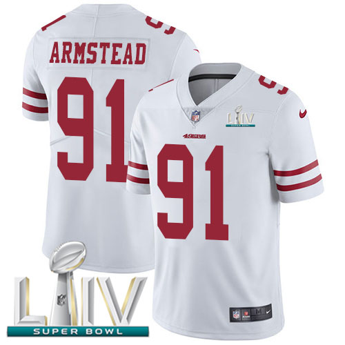 Nike 49ers #91 Arik Armstead White Super Bowl LIV 2020 Youth Stitched NFL Vapor Untouchable Limited Jersey