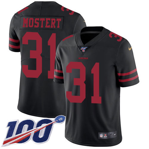 Nike 49ers #31 Raheem Mostert Black Alternate Youth Stitched NFL 100th Season Vapor Untouchable Limited Jersey
