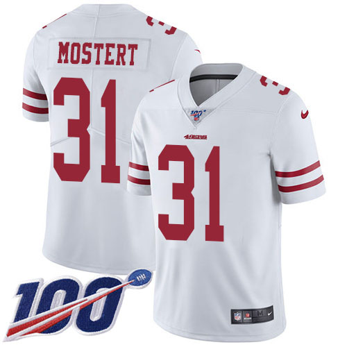 Nike 49ers #31 Raheem Mostert White Youth Stitched NFL 100th Season Vapor Untouchable Limited Jersey