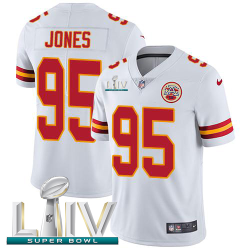 Nike Chiefs #95 Chris Jones White Super Bowl LIV 2020 Youth Stitched NFL Vapor Untouchable Limited Jersey