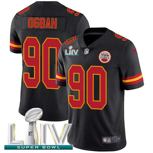 Nike Chiefs #90 Emmanuel Ogbah Black Super Bowl LIV 2020 Youth Stitched NFL Limited Rush Jersey