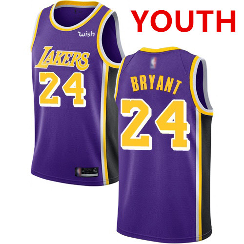 Youth Los Angeles Lakers #24 Kobe Bryant Purple Basketball Swingman Statement Edition Jersey