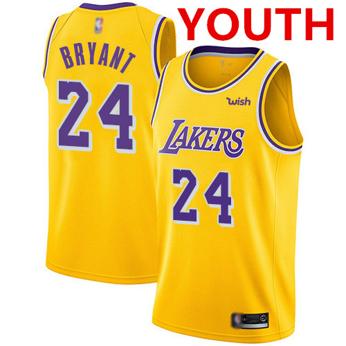 Youth Los Angeles Lakers #24 Kobe Bryant Gold Basketball Swingman Icon Edition Jersey