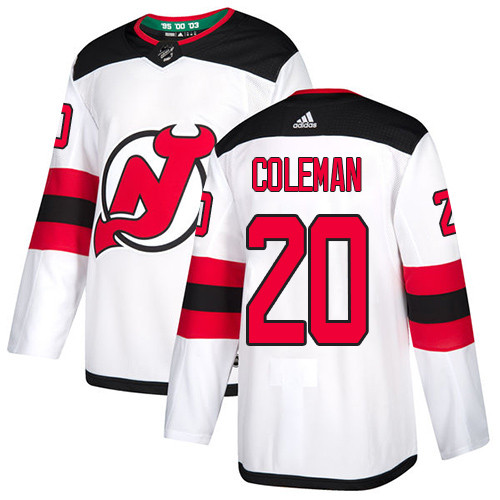 Men's New Jersey Devils #20 Blake Coleman Authentic White Jersey