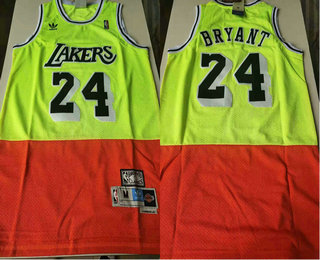 Men's Los Angeles Lakers #24 Kobe Bryant Green Red Split Hardwood Classics Jersey