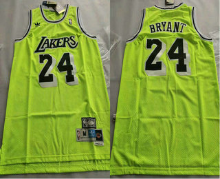 Men's Los Angeles Lakers #24 Kobe Bryant Green With Black Name Hardwood Classics Soul Swingman Throwback Jersey