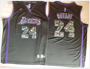 Los Angeles Lakers #24 Kobe Bryant Letter Camo Black Jersey