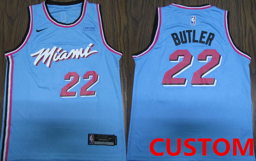Nike Miami Heat Custom 2019-20 Men's Blue Miami City Edition NBA Jersey
