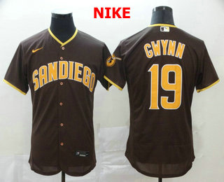 Men's San Diego Padres #19 Tony Gwynn Brown Stitched MLB Flex Base Nike Jersey