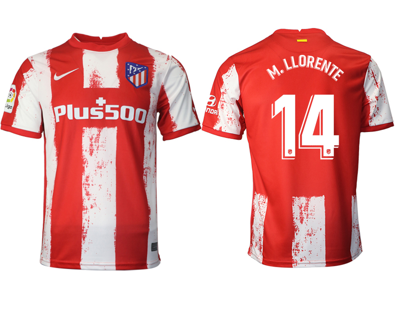 2021-22 Atlético Madrid home aaa version 14# M.LLORENTE soccer jerseys