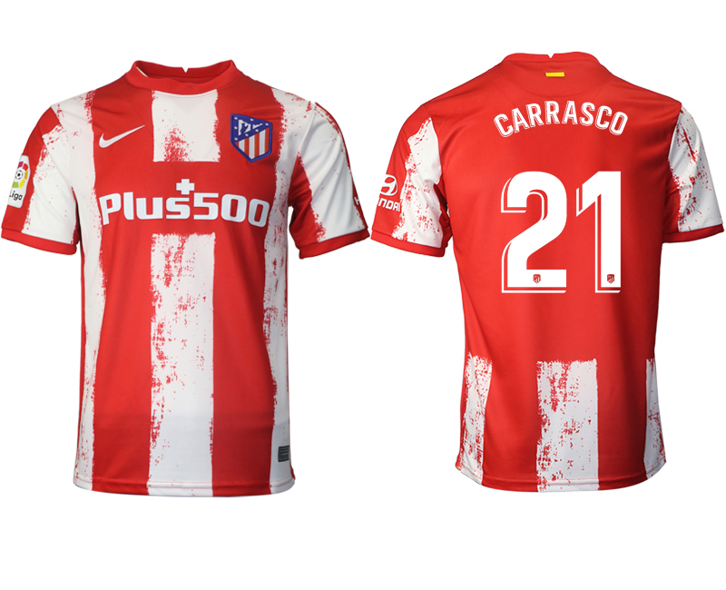 2021-22 Atlético Madrid home aaa version 21# CARRASCO soccer jerseys