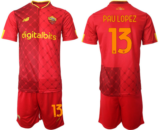 2022-2023 AS Roma 13 PAULOPEZ home jerseys Suit