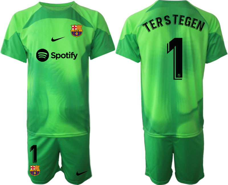 2022-2023 Barcelona 1 TERSTEGEN green goalkeeper jerseys Suit