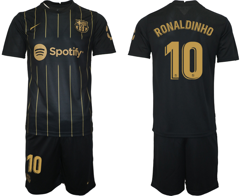 2022-2023 Barcelona 10 RONALDINHO Black away jerseys Suit