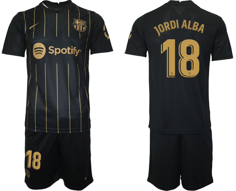 2022-2023 Barcelona 18 JORDI ALBA Black away jerseys Suit