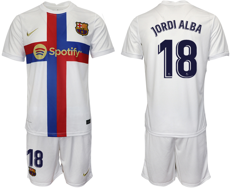 2022-2023 Barcelona 18 JORDI ALBA white away jerseys Suit