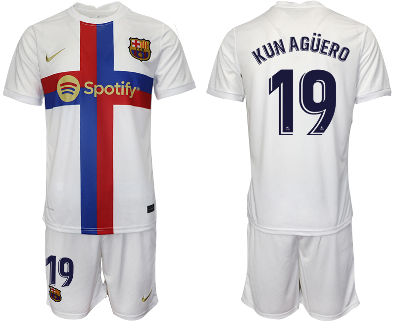 2022-2023 Barcelona 19 KUN AGUERO white away jerseys Suit