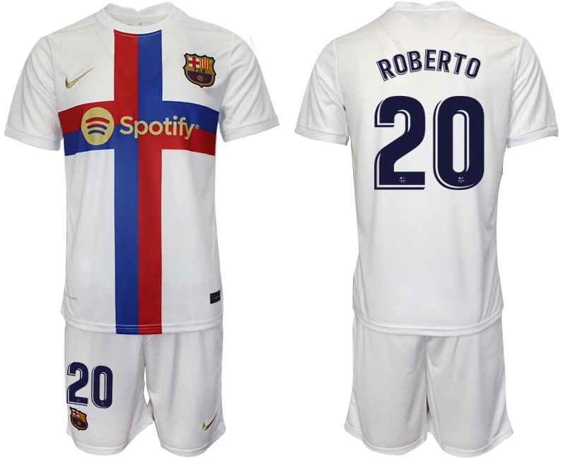 2022-2023 Barcelona 20 ROBERTO white away jerseys Suit