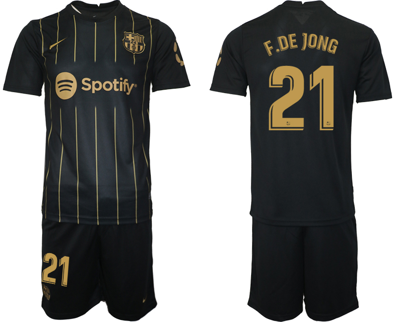 2022-2023 Barcelona 21 F.DE JONG Black away jerseys Suit