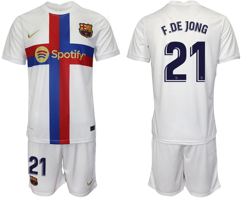 2022-2023 Barcelona 21 F.DE JONG white away jerseys Suit