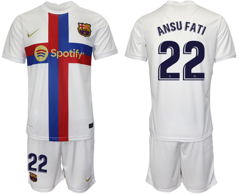 2022-2023 Barcelona 22 ANSU FATI white away jerseys Suit