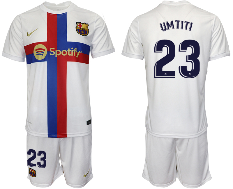 2022-2023 Barcelona 23 UMTITI white away jerseys Suit