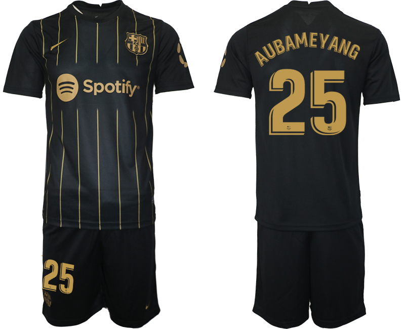 2022-2023 Barcelona 25 AUBAMEYANG Black away jerseys Suit