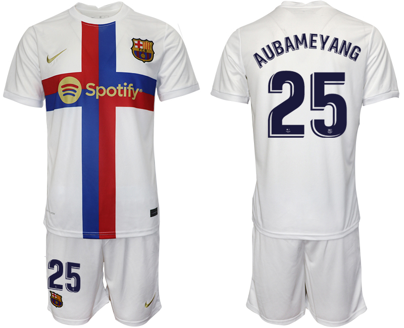 2022-2023 Barcelona 25 AUBAMEYANG white away jerseys Suit