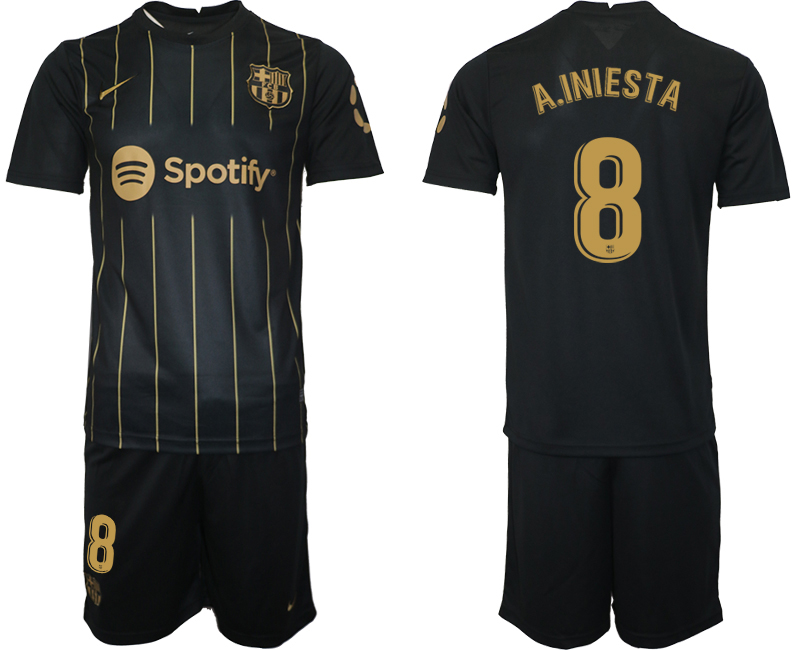 2022-2023 Barcelona 8 A.INIESTA Black away jerseys Suit