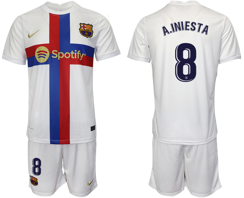 2022-2023 Barcelona 8 A.INIESTA white away jerseys Suit