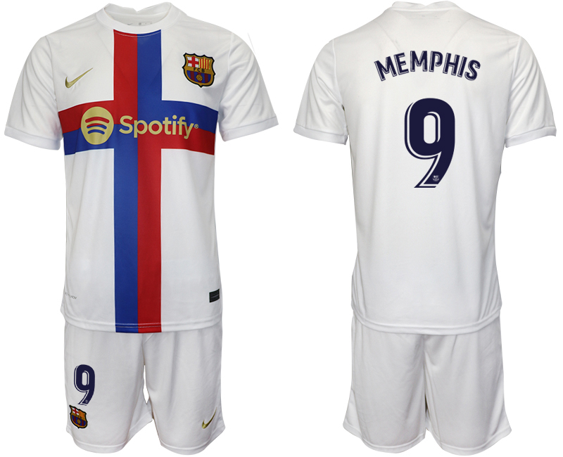2022-2023 Barcelona 9 MEMPHIS white away jerseys Suit