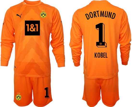 2022-2023 Borussia Dortmund 1 KOBEL Orange red goalkeeper long sleeve jerseys Suit
