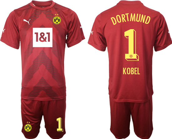 2022-2023 Borussia Dortmund 1 KOBEL jujube red goalkeeper jerseys Suit