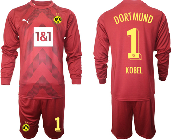 2022-2023 Borussia Dortmund 1 KOBEL jujube red goalkeeper long sleeve jerseys Suit