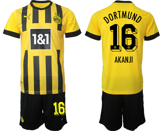 2022-2023 Borussia Dortmund 16 AKANJI home jerseys Suit
