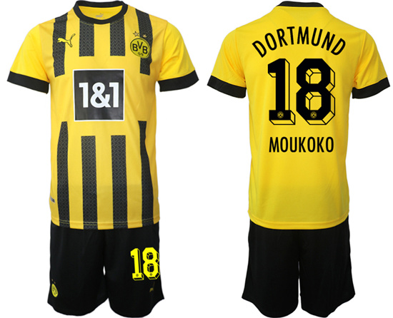 2022-2023 Borussia Dortmund 18 MOUKOKO home jerseys Suit