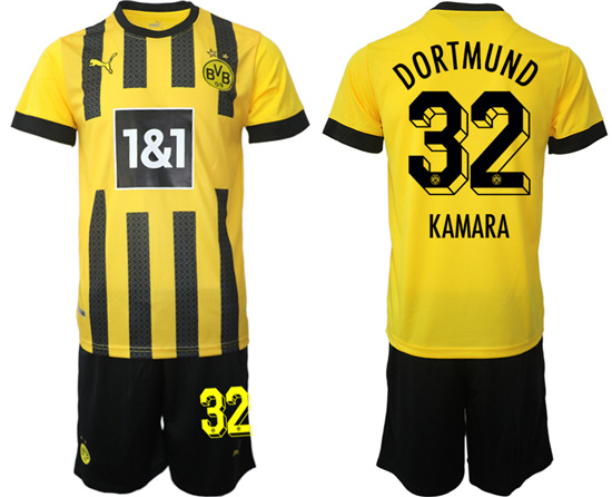 2022-2023 Borussia Dortmund 32 KAMARA home jerseys Suit