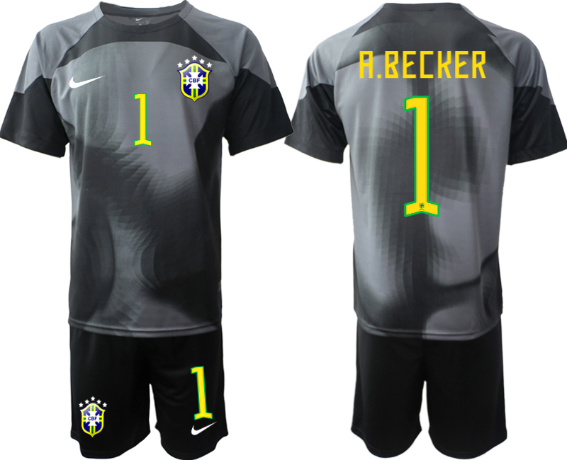 2022-2023 Brazil 1 A.BECKER black goalkeeper jerseys Suit