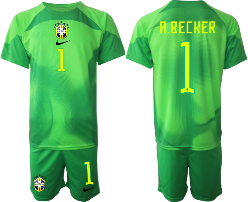 2022-2023 Brazil 1 A.BECKER green goalkeeper jerseys Suit
