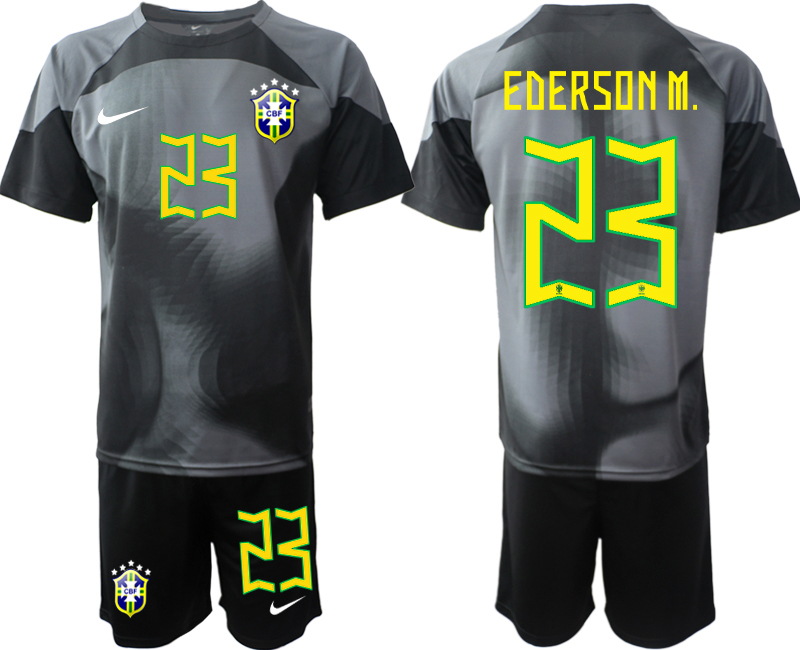 2022-2023 Brazil 23 EDERSON M. black goalkeeper jerseys Suit