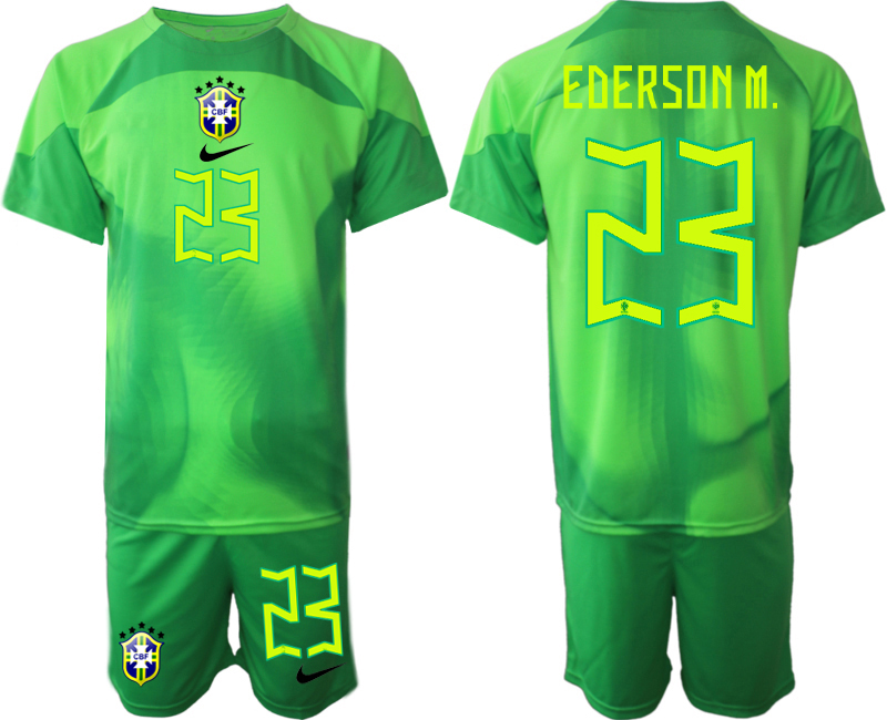 2022-2023 Brazil 23 EDERSON M. green goalkeeper jerseys Suit