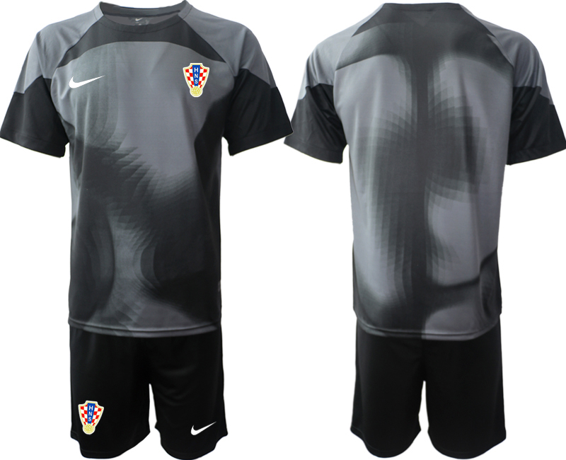 2022-2023 Croatia Blank black goalkeeper jerseys Suit