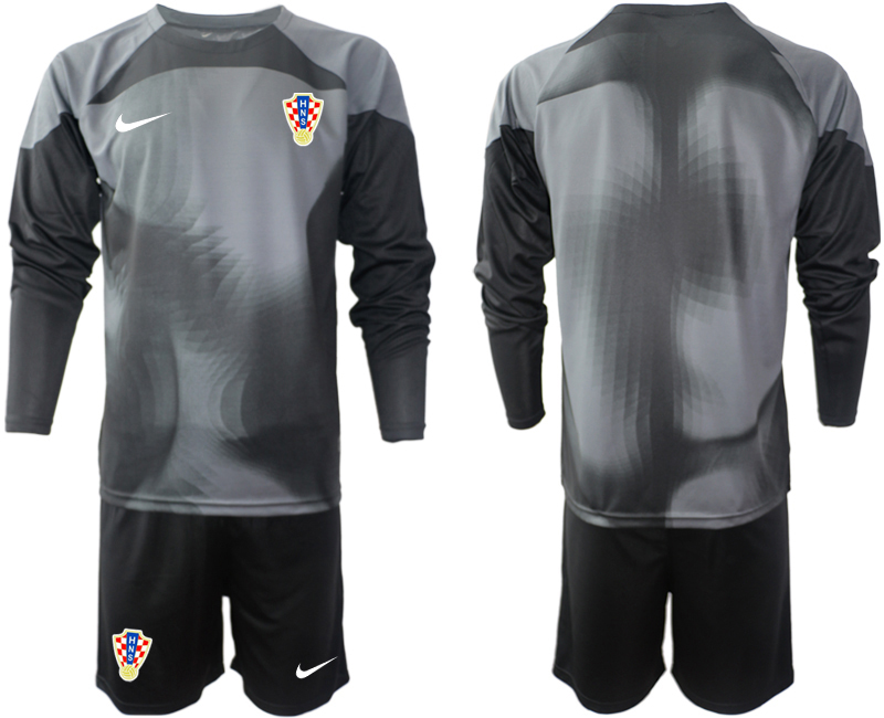 2022-2023 Croatia Blank black goalkeeper long sleeve jerseys Suit