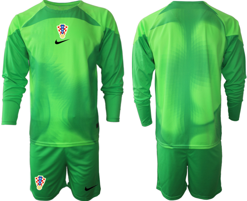 2022-2023 Croatia Blank green goalkeeper long sleeve jerseys Suit