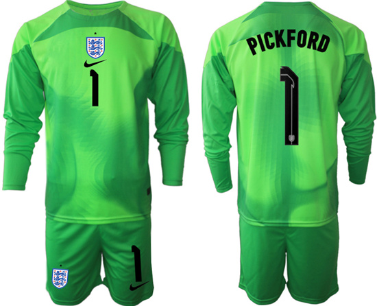 2022-2023 England 1 PICKFORD green goalkeeper long sleeve jerseys Suit