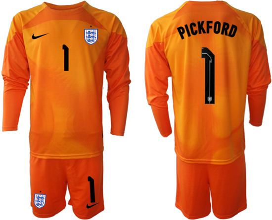 2022-2023 England 1 PICKFORD red goalkeeper long sleeve jerseys Suit