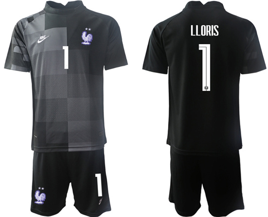 2022-2023 France 1 LLORIS black goalkeeper jerseys Suit2