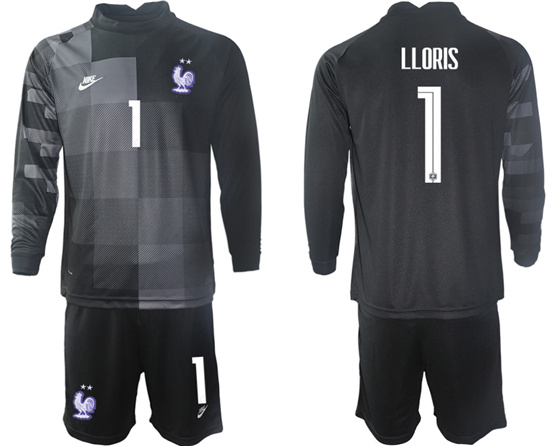 2022-2023 France 1 LLORIS black goalkeeper long sleeve jerseys Suit