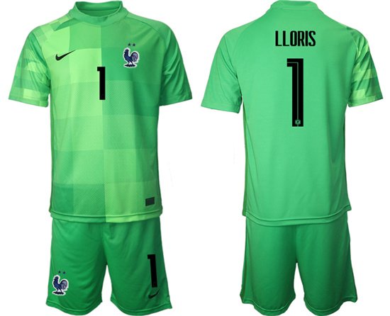 2022-2023 France 1 LLORIS green goalkeeper jerseys Suit2